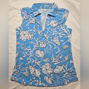 Icikuls Sleeveless Quarter Zip Top Small Nautical Blue Golf Tennis Outdoor M